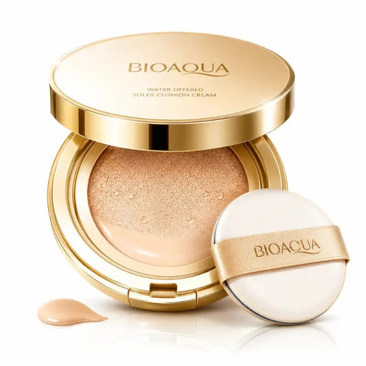 BioAqua Flawless Cushion Foundation SPF50 PA+++ with lightweight full coverage, natural radiant finish, long-lasting wear and sun protection for all skin tones.