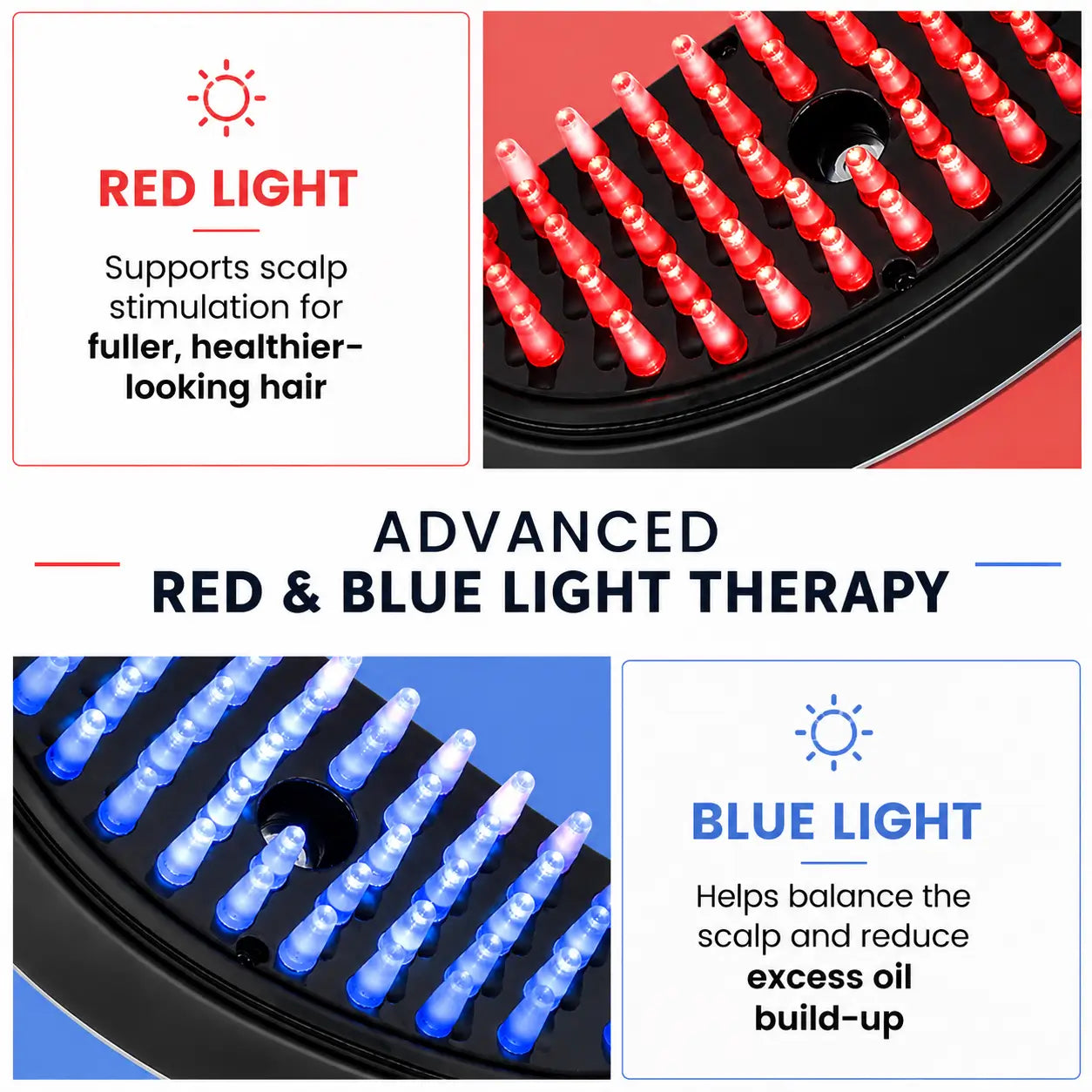Red & Blue LED Hair Revitalising Brush
